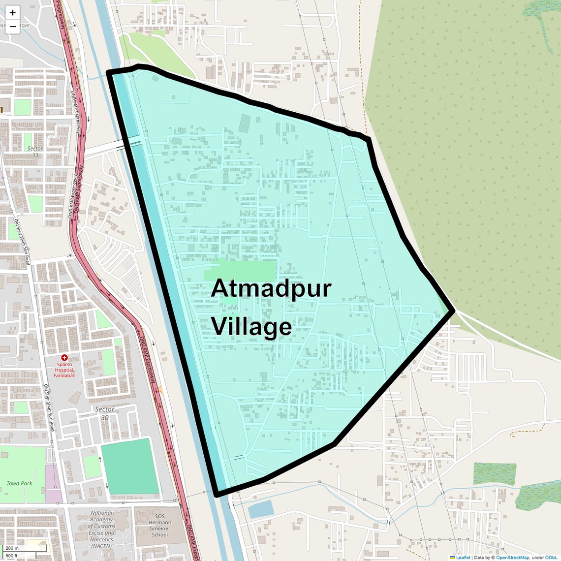 Location Map of Atmadpur Village, Faridabad