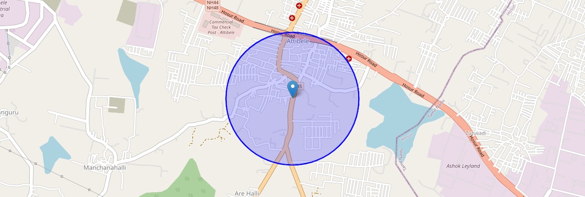 Location Map of Attibele Anekal Road, Bangalore