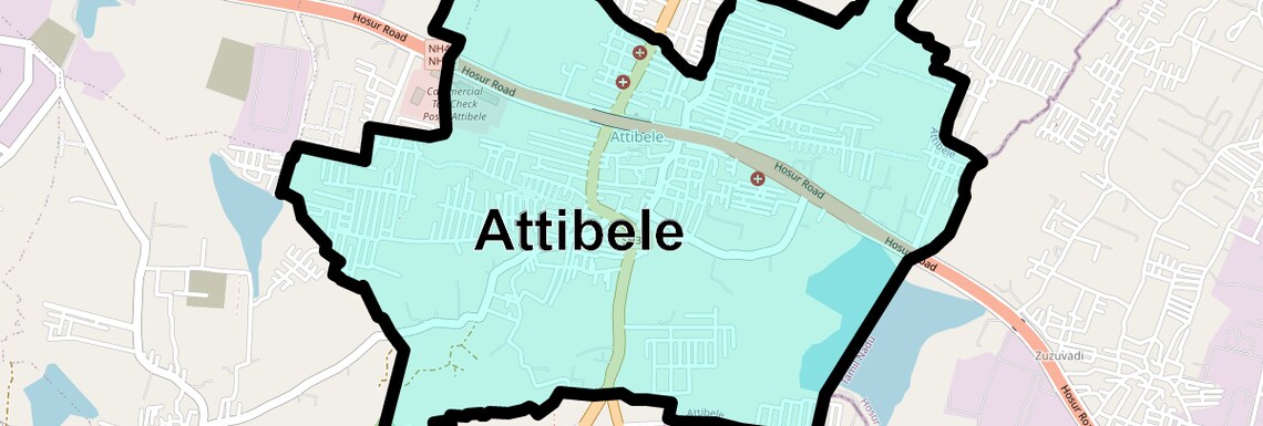 Location Map of Attibele, Bangalore