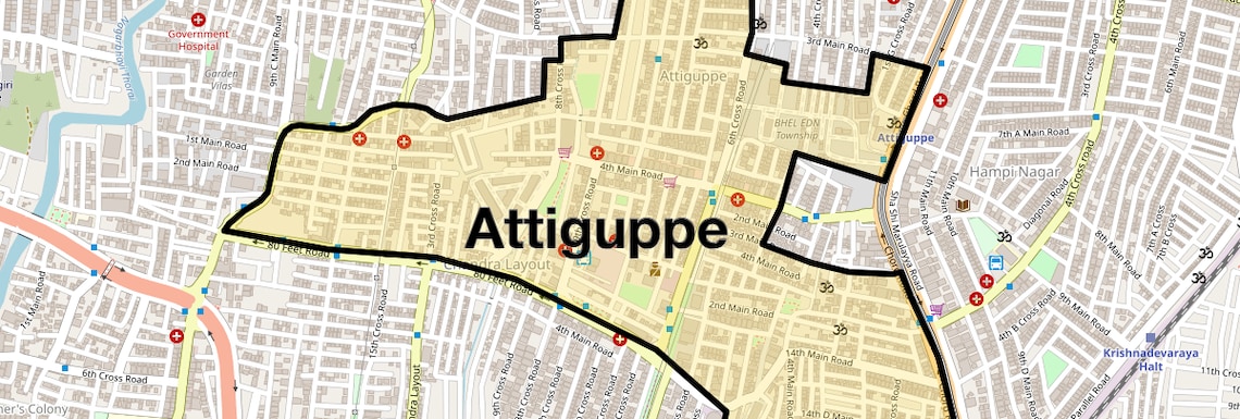 Location Map of Attiguppe, Bangalore
