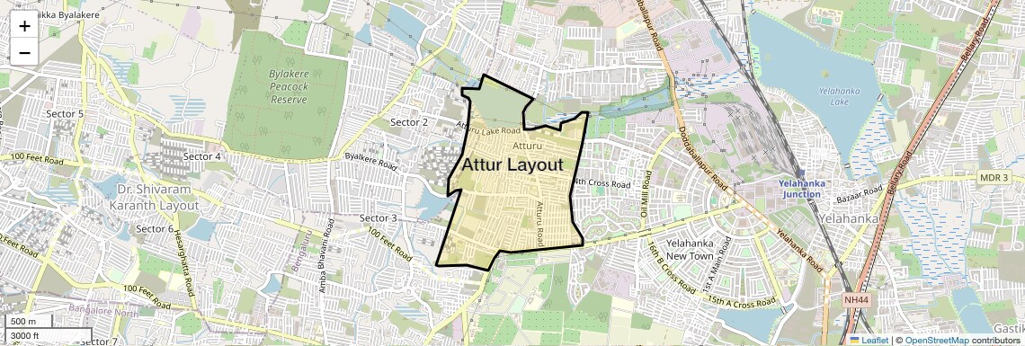 Location Map of Attur Layout, Bangalore