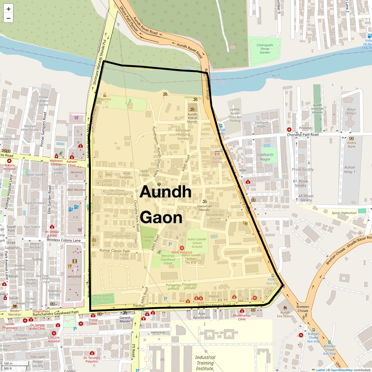 Aundh Gaon Map