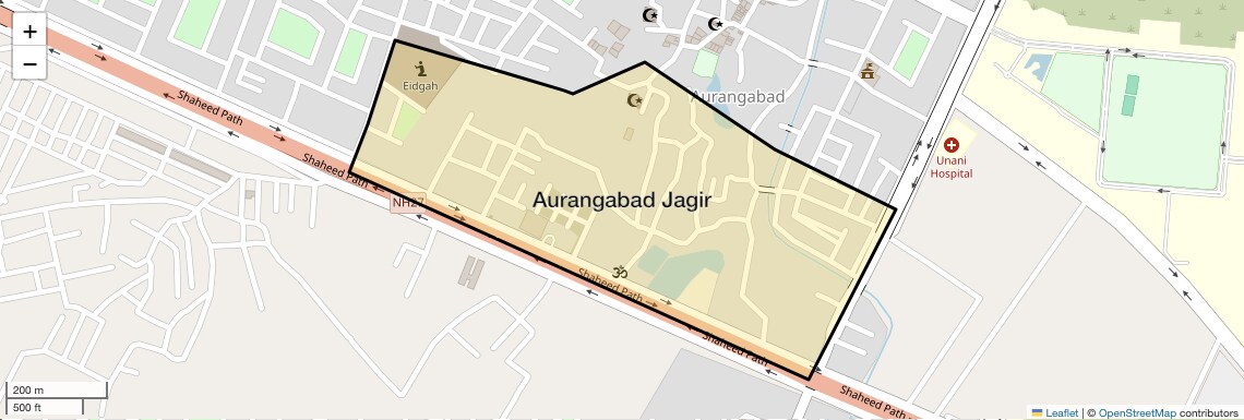 Location Map of Aurangabad Jagir, Lucknow