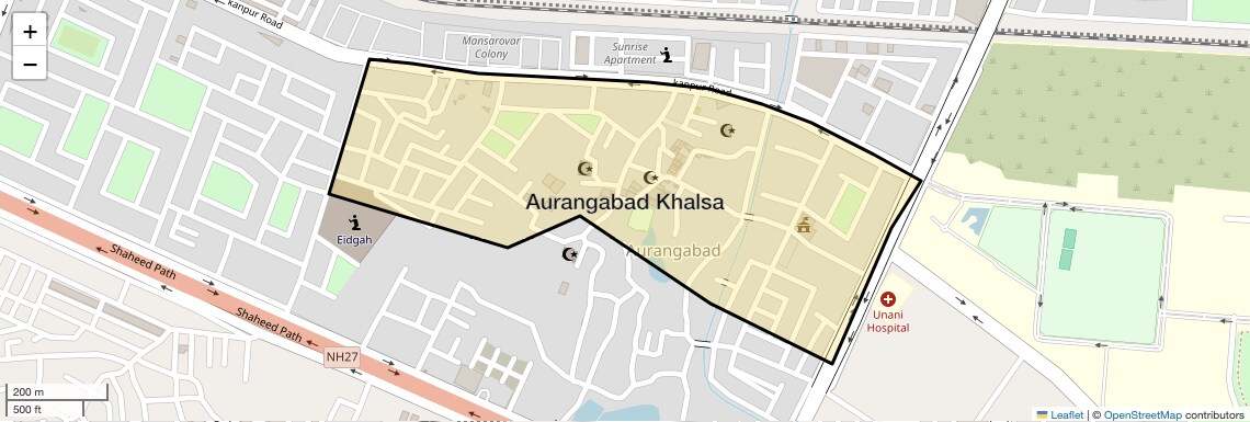 Location Map of Aurangabad Khalsa, Lucknow