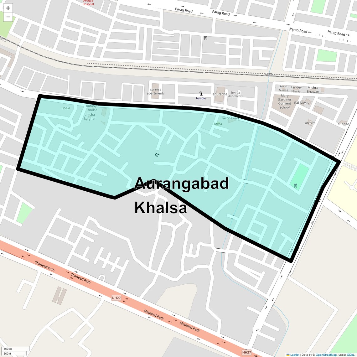 Location Map of Aurangabad Khalsa, Lucknow