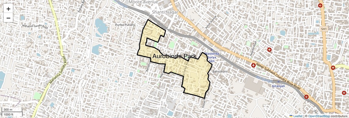 Location Map of Aurobindo Park, Kolkata