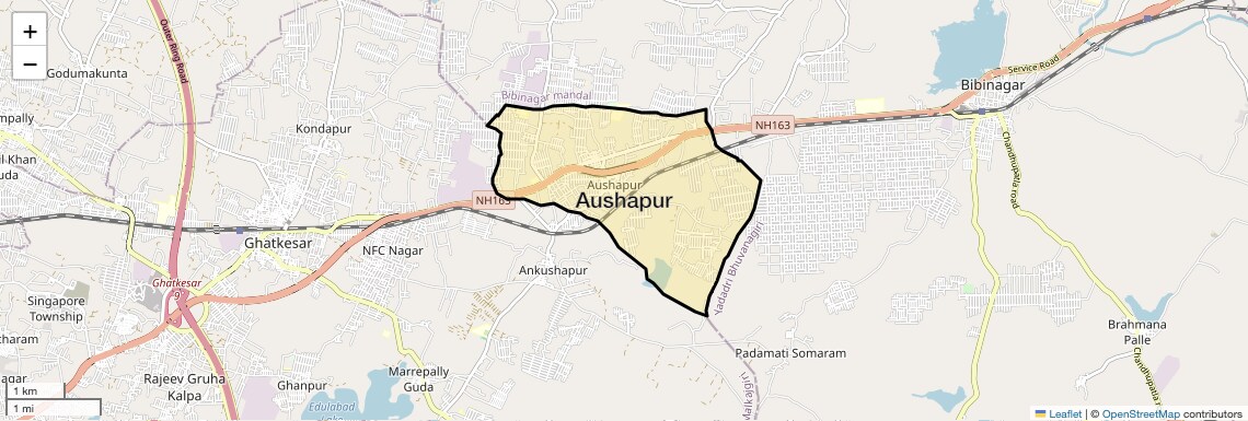 Location Map of Aushapur, Hyderabad