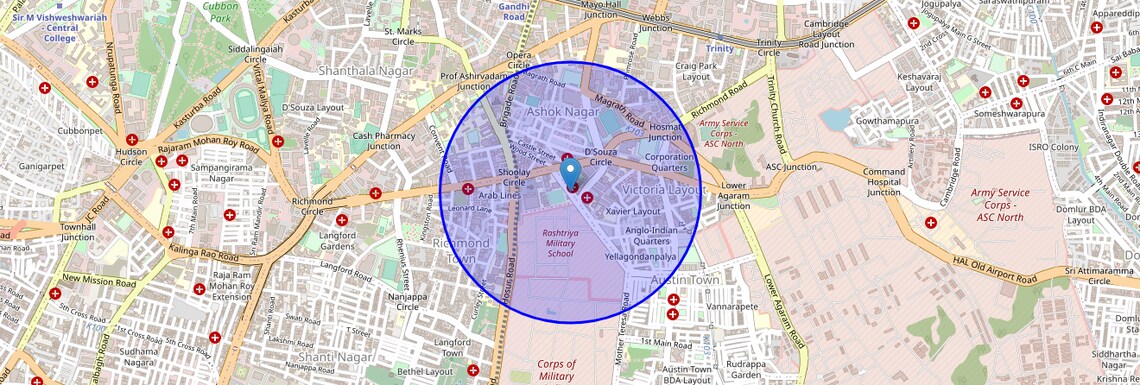Location Map of Austin Town, Bangalore