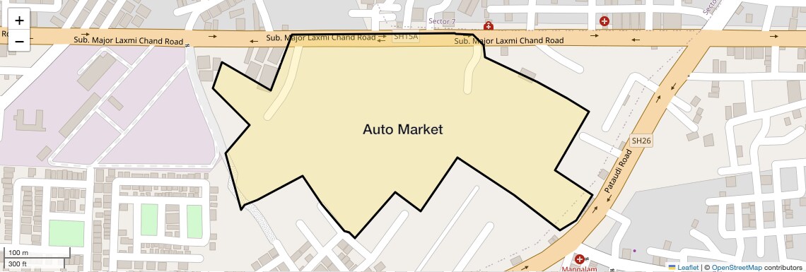 Location Map of Auto Market, Gurgaon