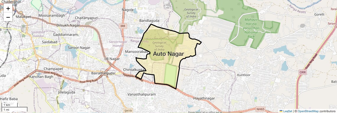 Location Map of Auto Nagar, Hyderabad