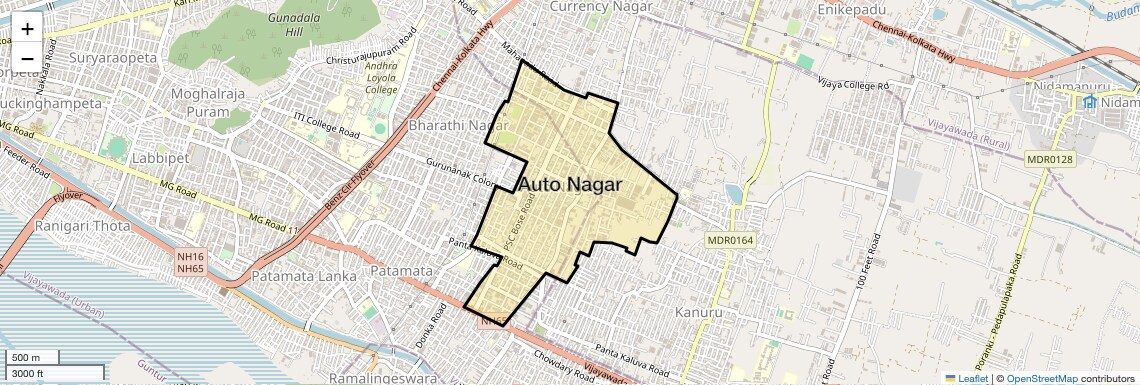 Location Map of Auto Nagar, Vijayawada