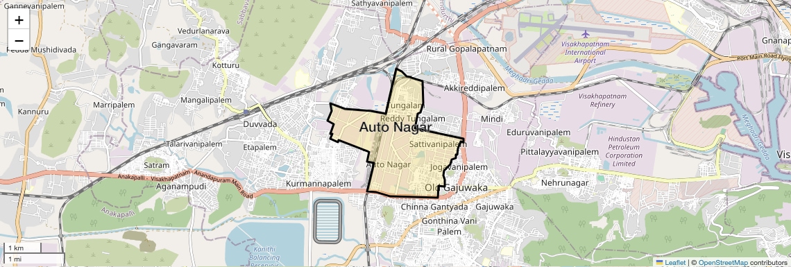 Location Map of Auto Nagar, Vizag