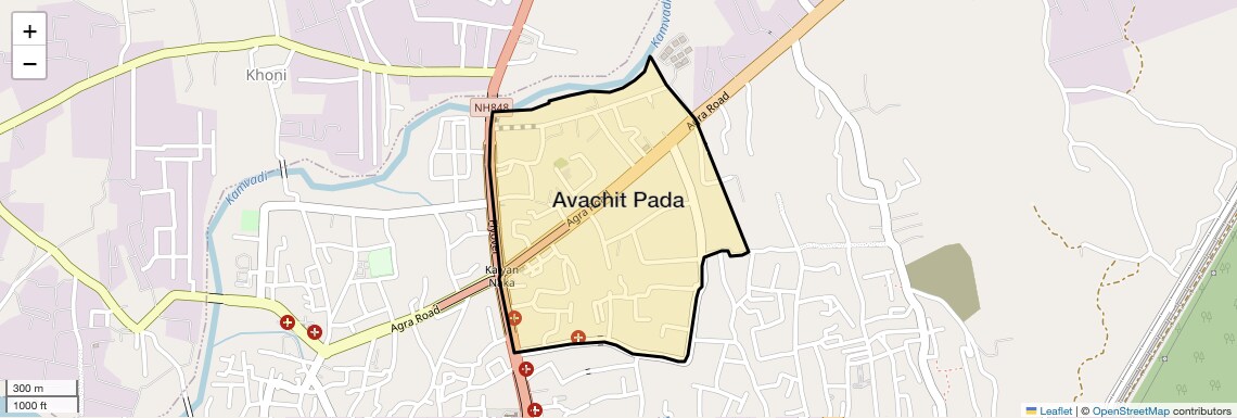 Location Map of Avachit Pada, Thane