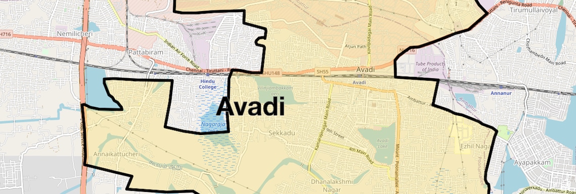 Location Map of Avadi, Chennai