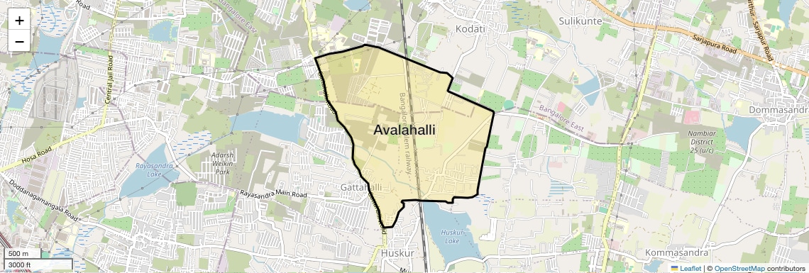 Location Map of Avalahalli, Bangalore