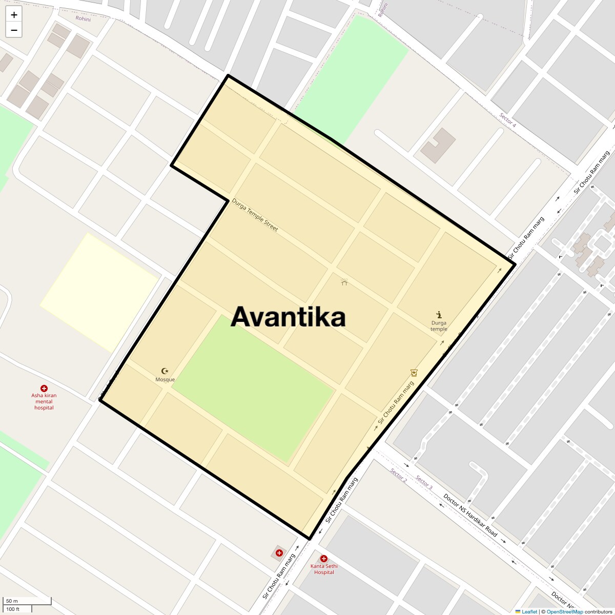 Location Map of Avantika, Delhi