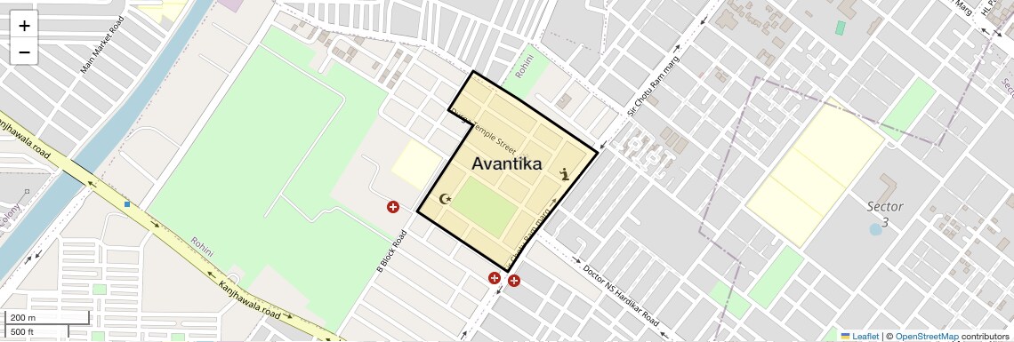Location Map of Avantika, Delhi