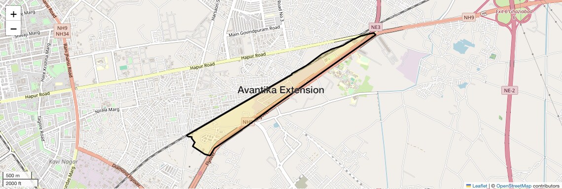 Location Map of Avantika Extension, Ghaziabad
