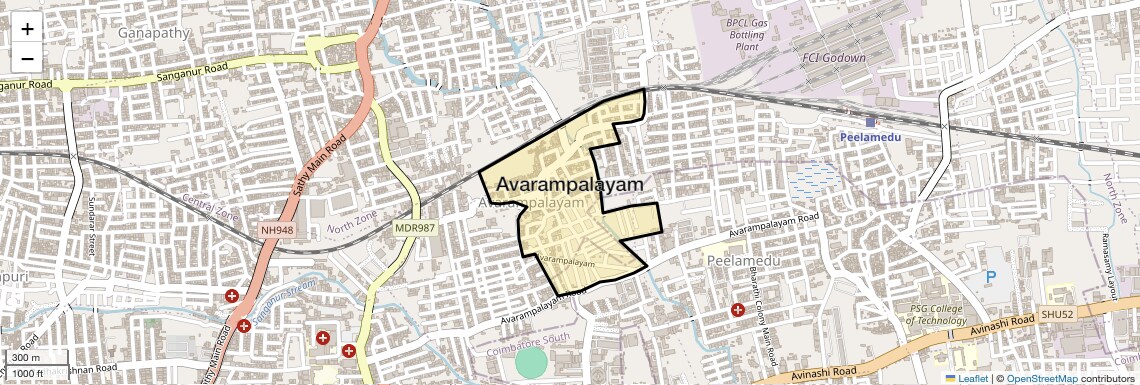 Location Map of Avarampalayam, Coimbatore
