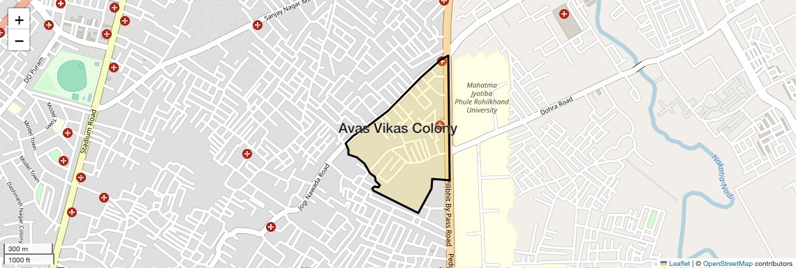 Location Map of Avas Vikas Colony, Bareilly