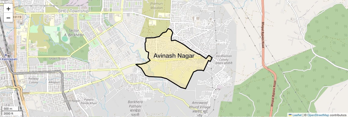 Location Map of Avinash Nagar, Bhopal