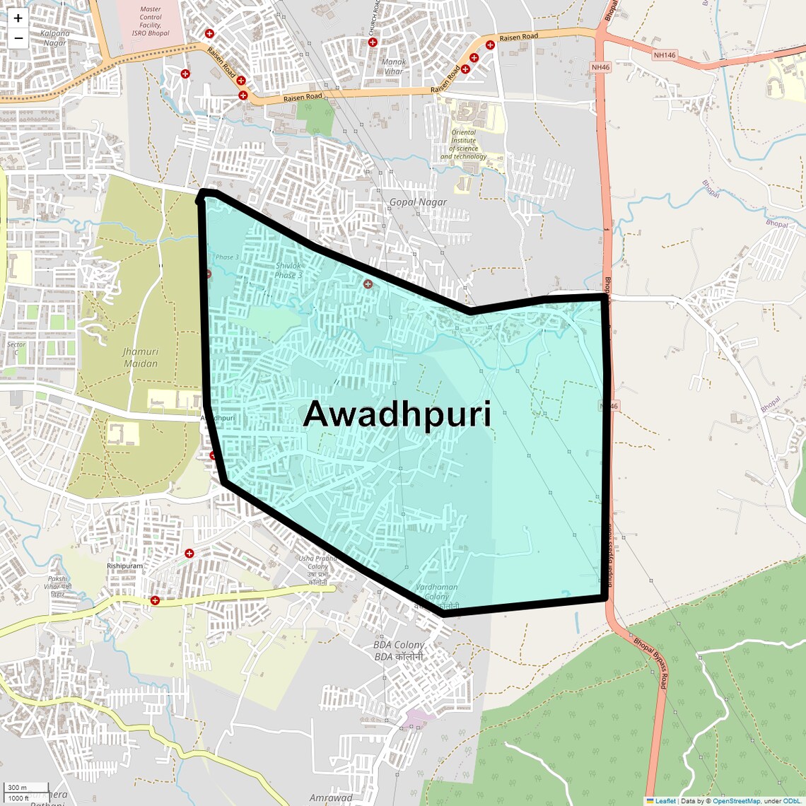 Location Map of Awadhpuri, Bhopal