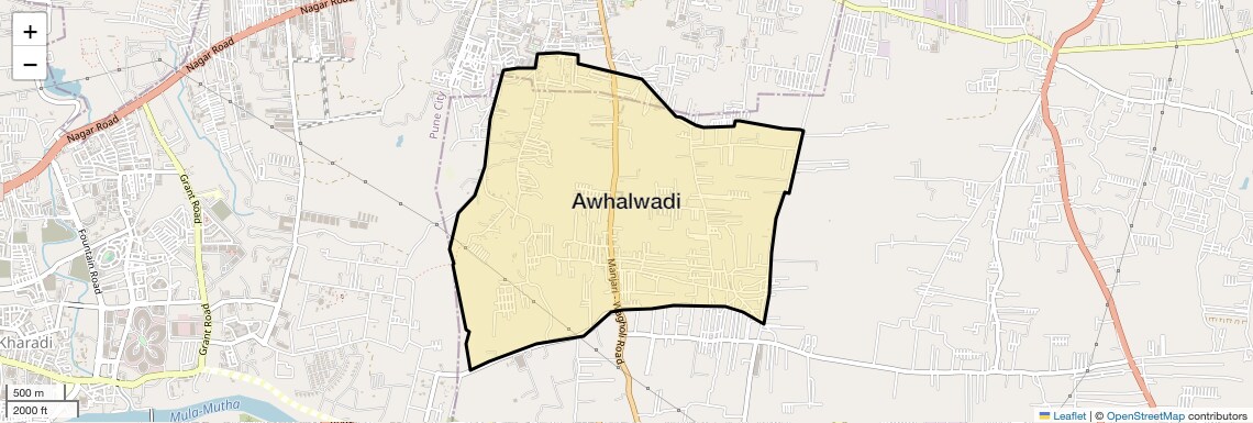 Location Map of Awhalwadi, Pune