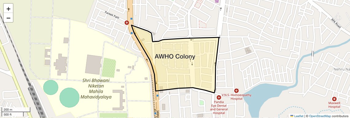 Location Map of AWHO Colony, Jaipur