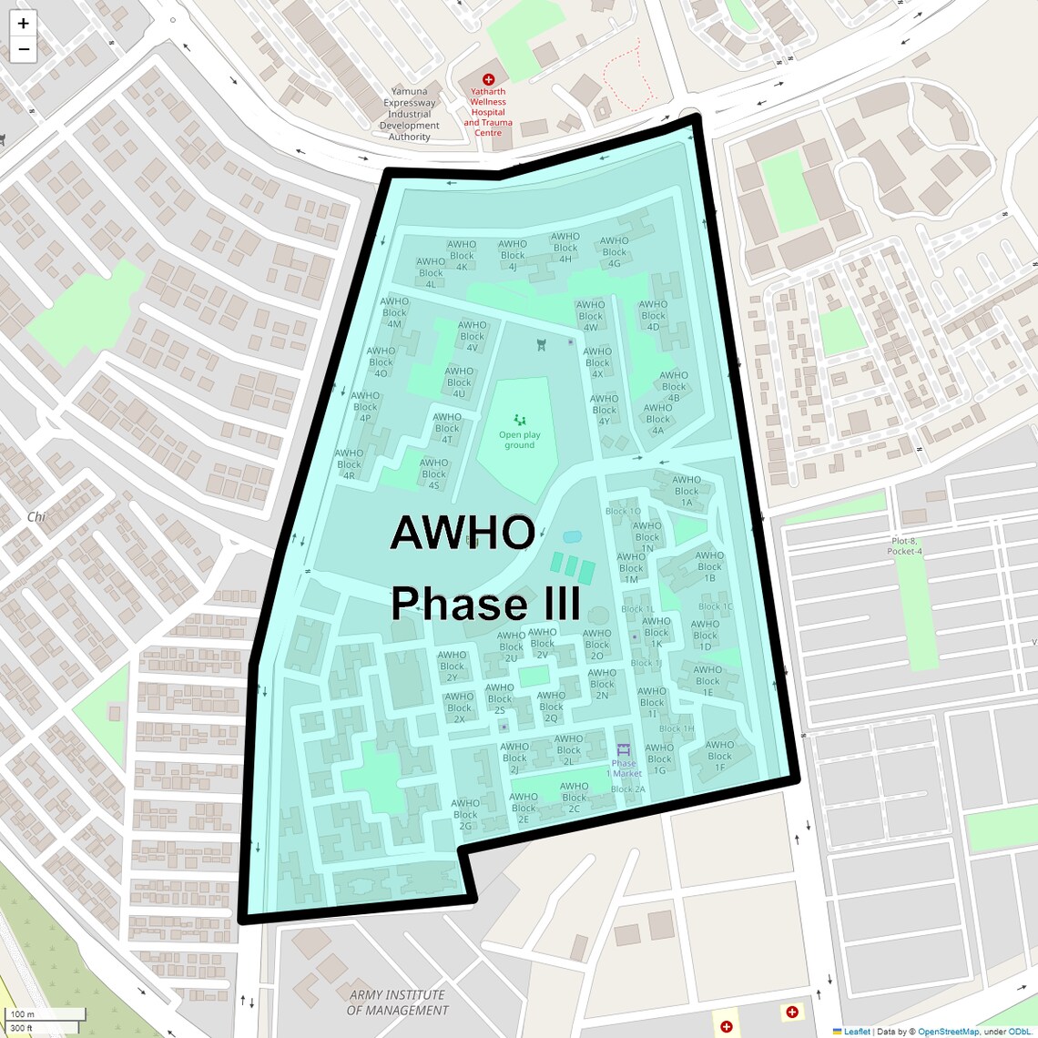 Location Map of Awho Phase Iii, Greater Noida