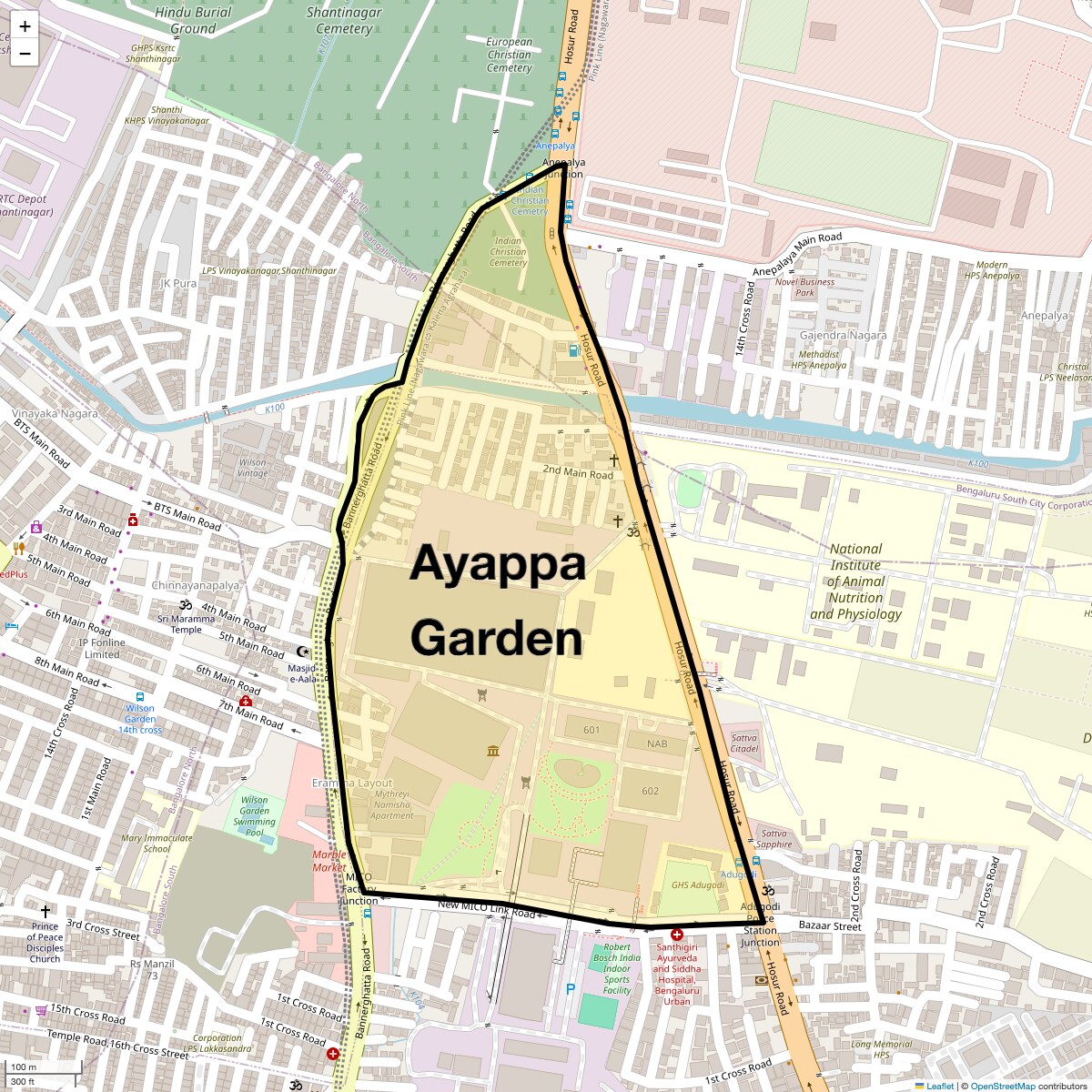 Location Map of Ayappa Garden, Bangalore