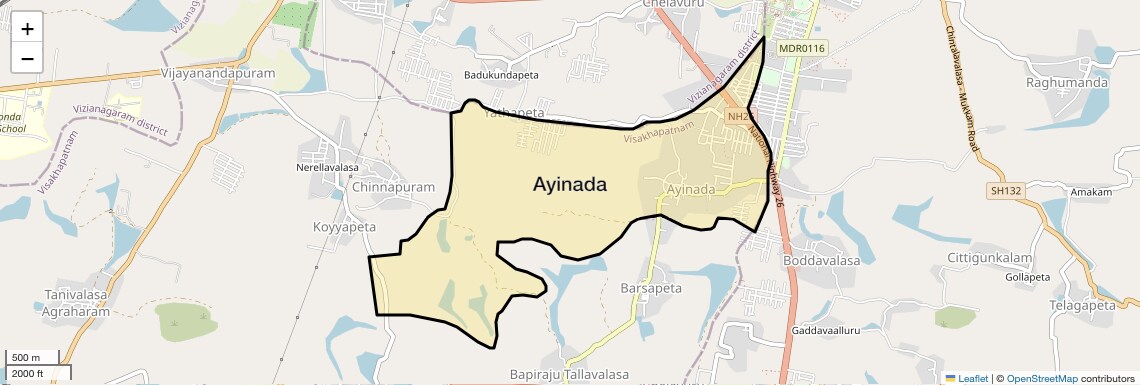 Location Map of Ayinada, Vizag