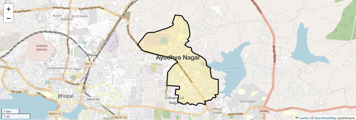 Location Map of Ayodhya Nagar, Bhopal