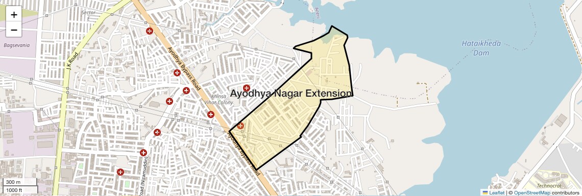 Location Map of Ayodhya Nagar Extension, Bhopal