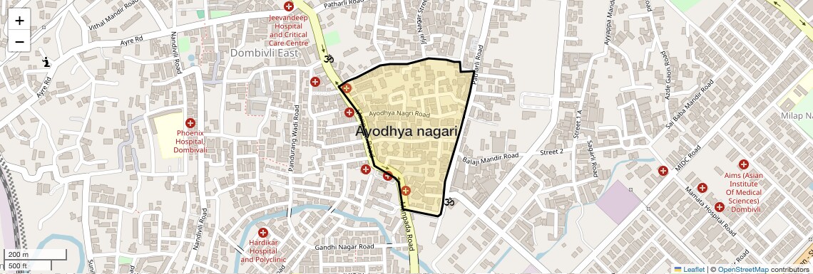 Location Map of Ayodhya nagari, Thane