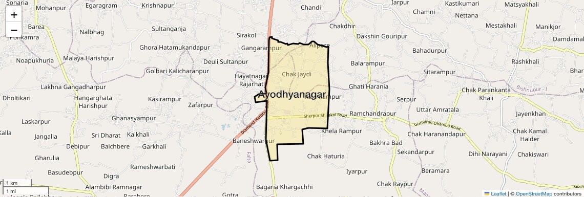 Location Map of Ayodhyanagar, Kolkata