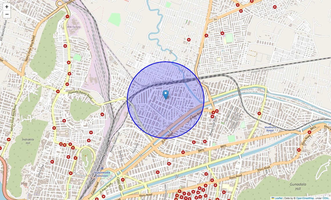 Location Map of Ayodhyanagar, Vijayawada