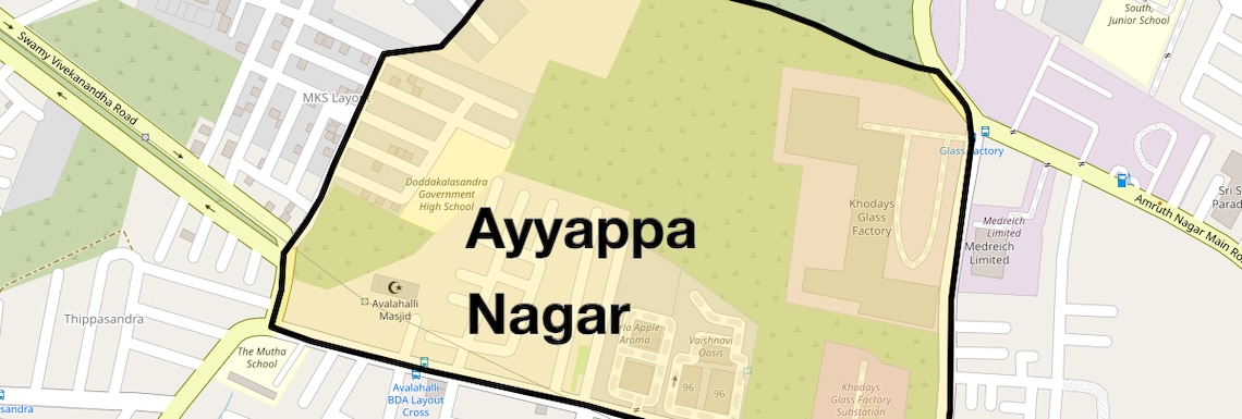 Location Map of Ayyappa Nagar, Bangalore