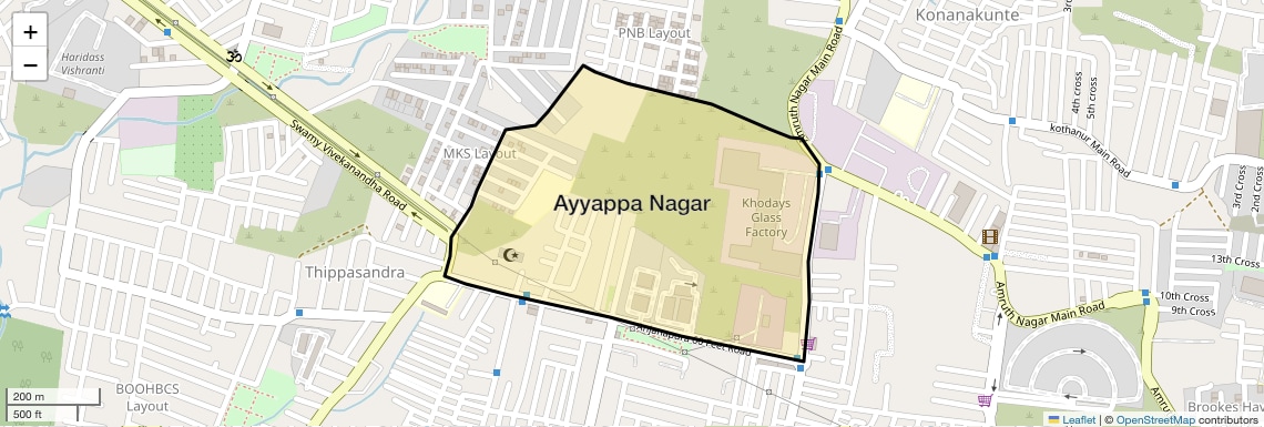 Location Map of Ayyappa Nagar, Bangalore