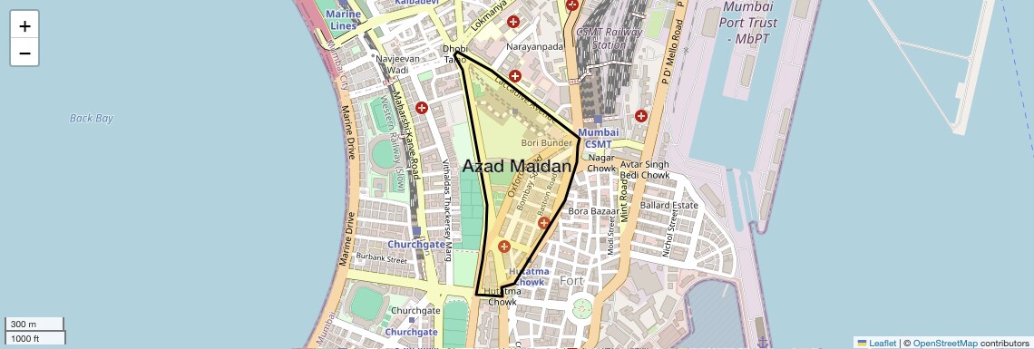Location Map of Azad Maidan, Mumbai
