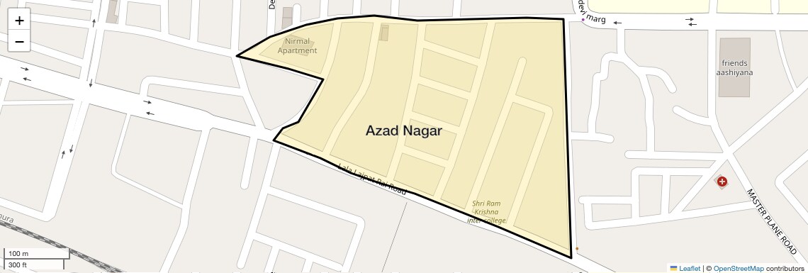 Location Map of Azad Nagar, Agra