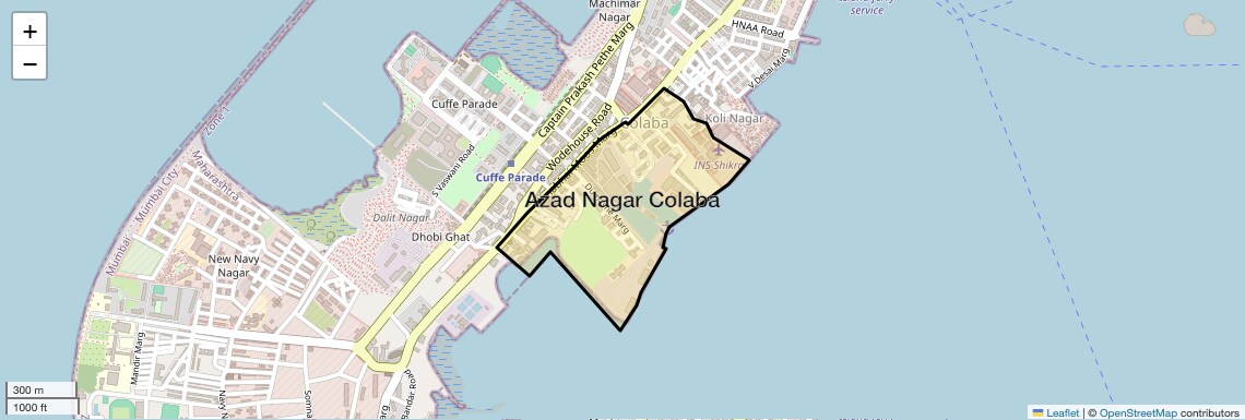 Location Map of Azad Nagar Colaba, Mumbai