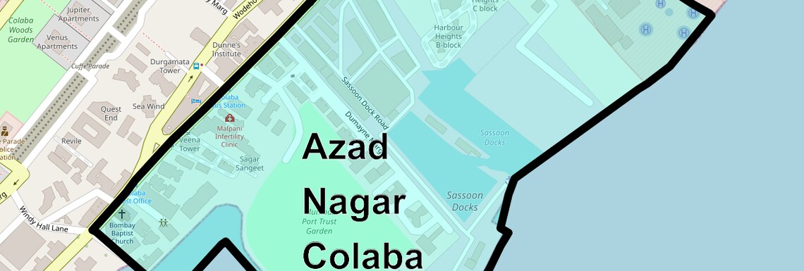 Location Map of Azad Nagar Colaba, Mumbai