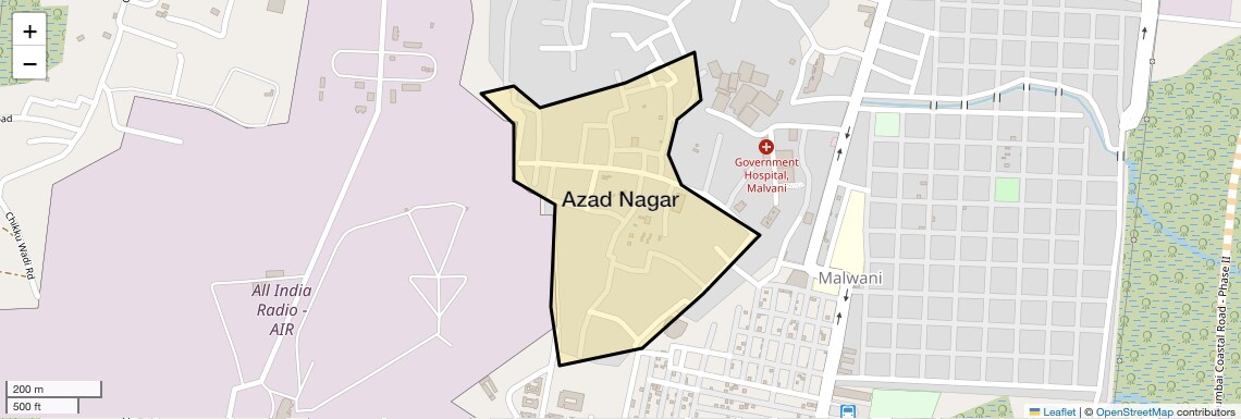 Location Map of Azad Nagar, Mumbai