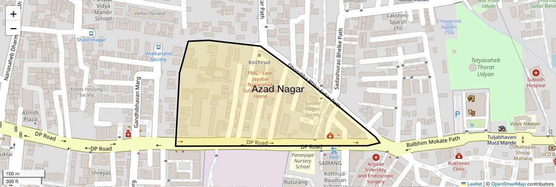 Location Map of Azad Nagar, Pune