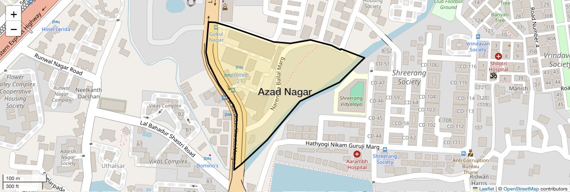 Location Map of Azad Nagar, Thane