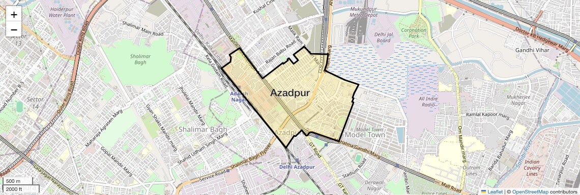 Location Map of Azadpur, Delhi