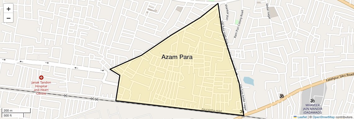 Location Map of Azam Para, Agra