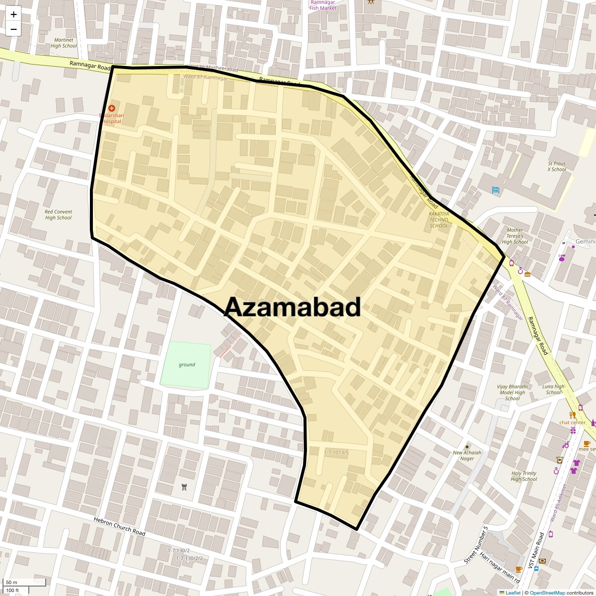 Location Map of Azamabad, Hyderabad