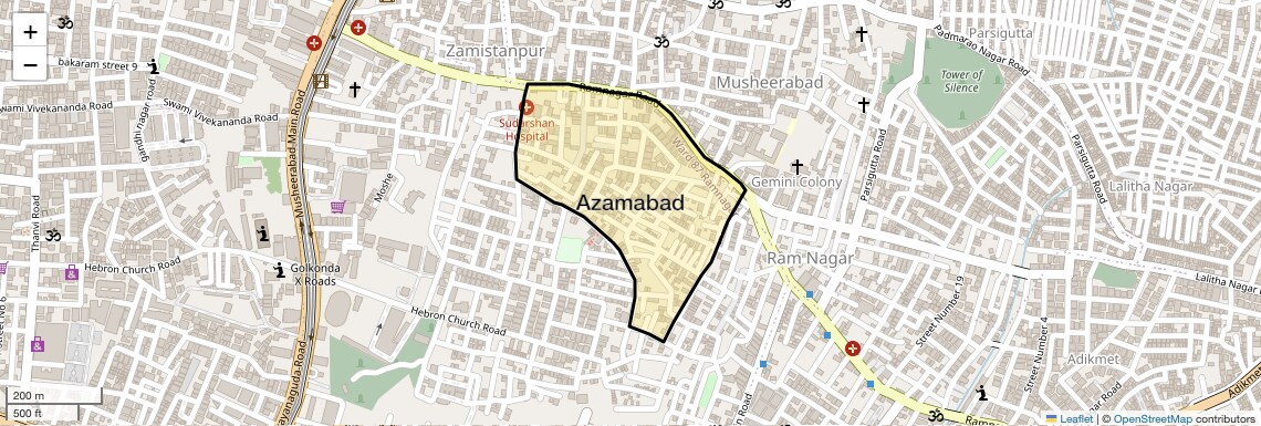 Location Map of Azamabad, Hyderabad