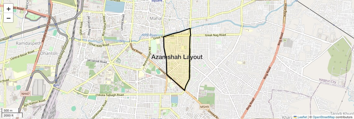 Location Map of Azamshah Layout, Nagpur